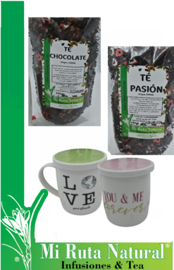 Te- chocolate- Pasión -taza -verde-rosa Te- chocolate- Pasión -taza -verde-rosa